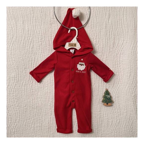 Baby Christmas Hooded Fleece Coverall Baby’s 0/3m Holiday Outfit African Santa - Picture 1 of 6